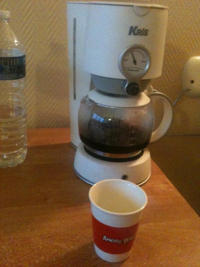 my first ever coffee in France, made by my own coffee maker